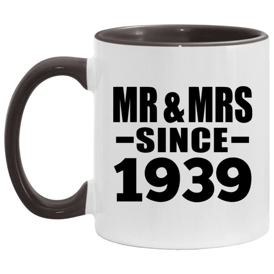 85th Anniversary Mr & Mrs Since 1939 - 11oz Accent Mug Black