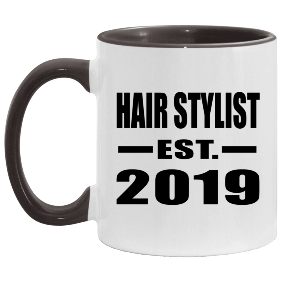 Hair Stylist Established EST. 2019 - 11oz Accent Mug Black