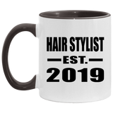 Hair Stylist Established EST. 2019 - 11oz Accent Mug Black