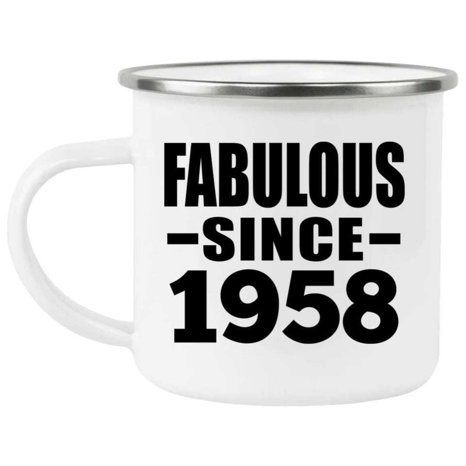 66th Birthday Fabulous Since 1958 - 12oz Camping Mug