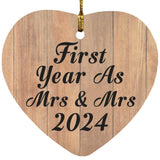 First Year As Mrs & Mrs 2024 - Heart Ornament C