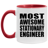 Most Awesome Stationary Engineer - 11oz Accent Mug Red