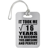 4th Birthday Took Square Root of 16 Years To Awesome - Luggage Bag Tag