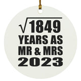 43rd Anniversary Square Root of 1849 Years As Mr & Mrs 2023 - Circle Ornament