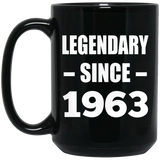 61st Birthday Legendary Since 1963 - 15oz Coffee Mug Black
