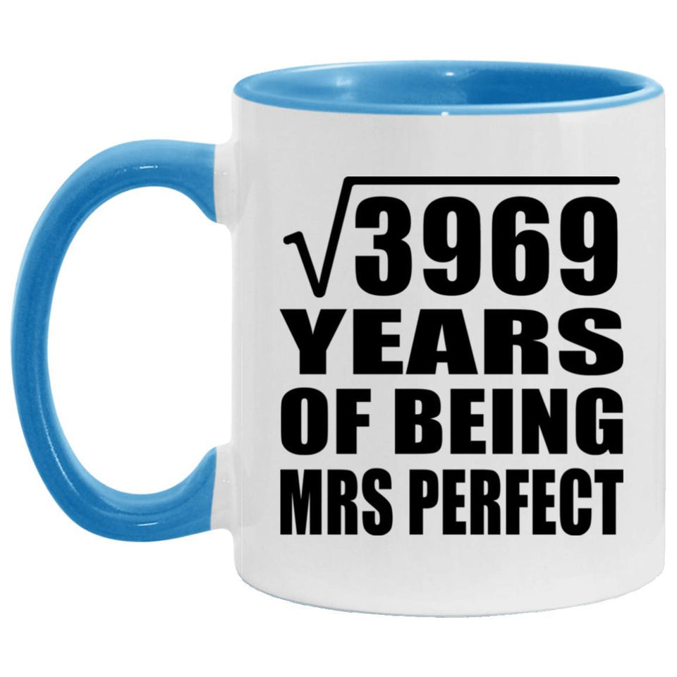63rd Anniversary Square Root of 3969 Years of Mrs Perfect - 11oz Accent Mug Blue