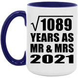33rd Anniversary Square Root of 1089 Years As Mr & Mrs 2021 - 15oz Accent Mug Purple