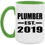Plumber Established EST. 2019 - 15oz Accent Mug Green