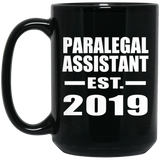 Paralegal Assistant Established EST. 2019 - 15oz Coffee Mug Black