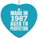 37th Birthday Made In 1987 Aged to Perfection - Heart Ornament
