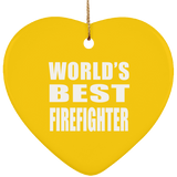 World's Best Firefighter - Heart Ornament