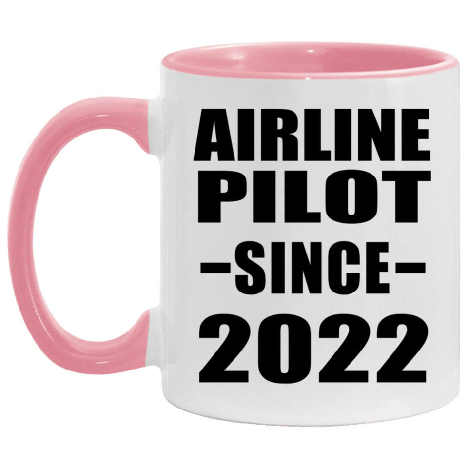 Airline Pilot Since 2022 - 11oz Accent Mug Pink