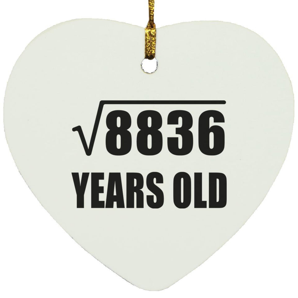 94th Birthday Square Root of 8836 Years Old - Heart Ornament