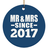 7th Anniversary Mr & Mrs Since 2017 - Circle Ornament