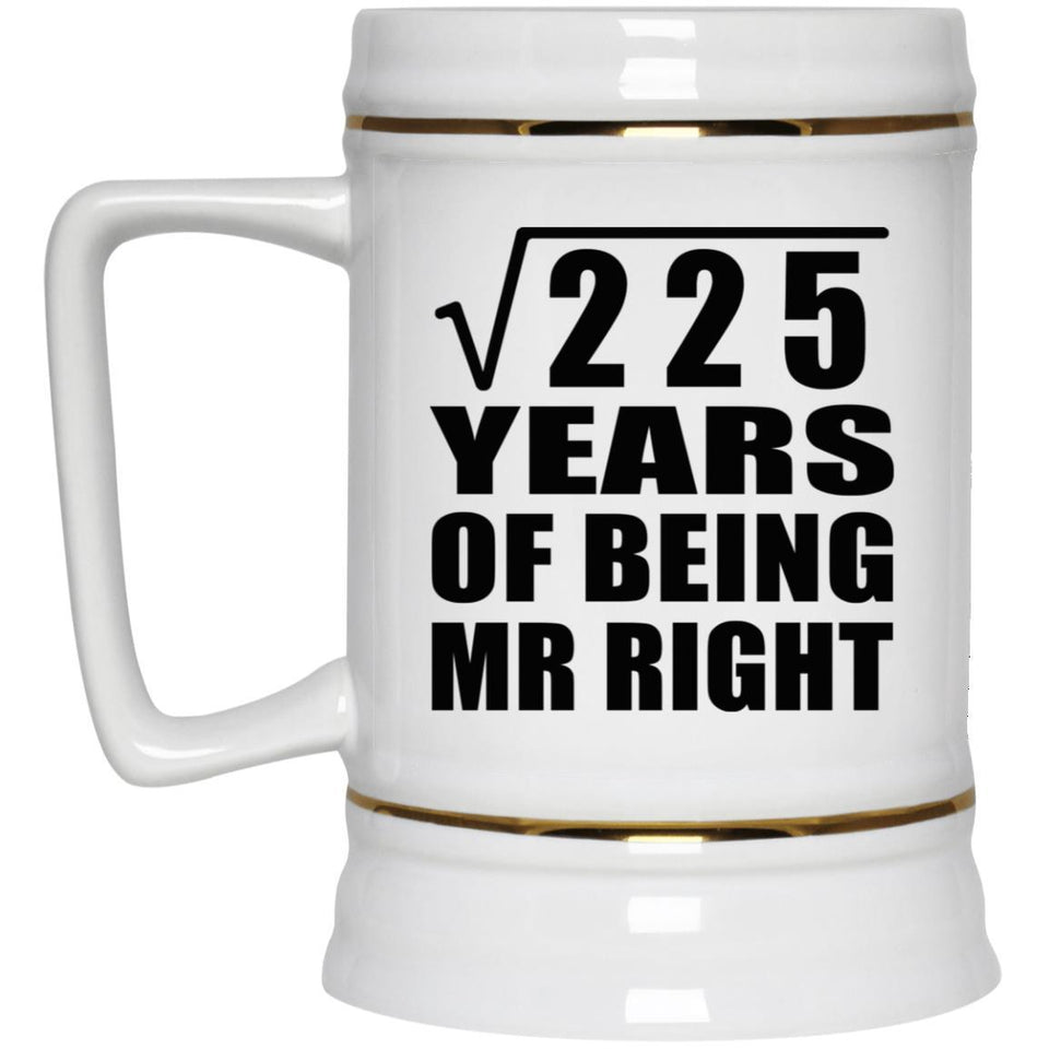 15th Anniversary Square Root of 225 Years of Being Mr Right - Beer Stein