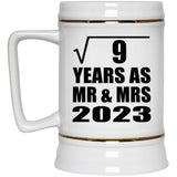 3rd Anniversary Square Root of 9 Years As Mr & Mrs 2023 - Beer Stein