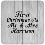 First Christmas As Mr & Mrs Harrison - Drink Coaster F