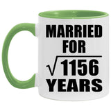 34th Anniversary Married For Square Root of 1156 Years - 11oz Accent Mug Green