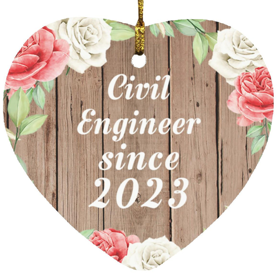 Civil Engineer Since 2023 - Heart Ornament B