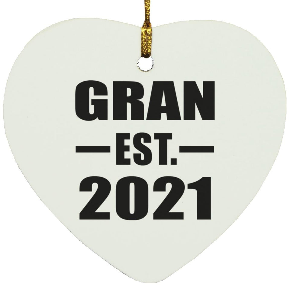 Gran Established EST. 2021 - Heart Ornament