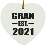 Gran Established EST. 2021 - Heart Ornament