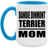 Dandie Dinmont Terrier Mom - 15oz Accent Mug Blue
