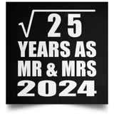 5th Anniversary Square Root of 25 Years As Mr & Mrs 2024 - Poster Square