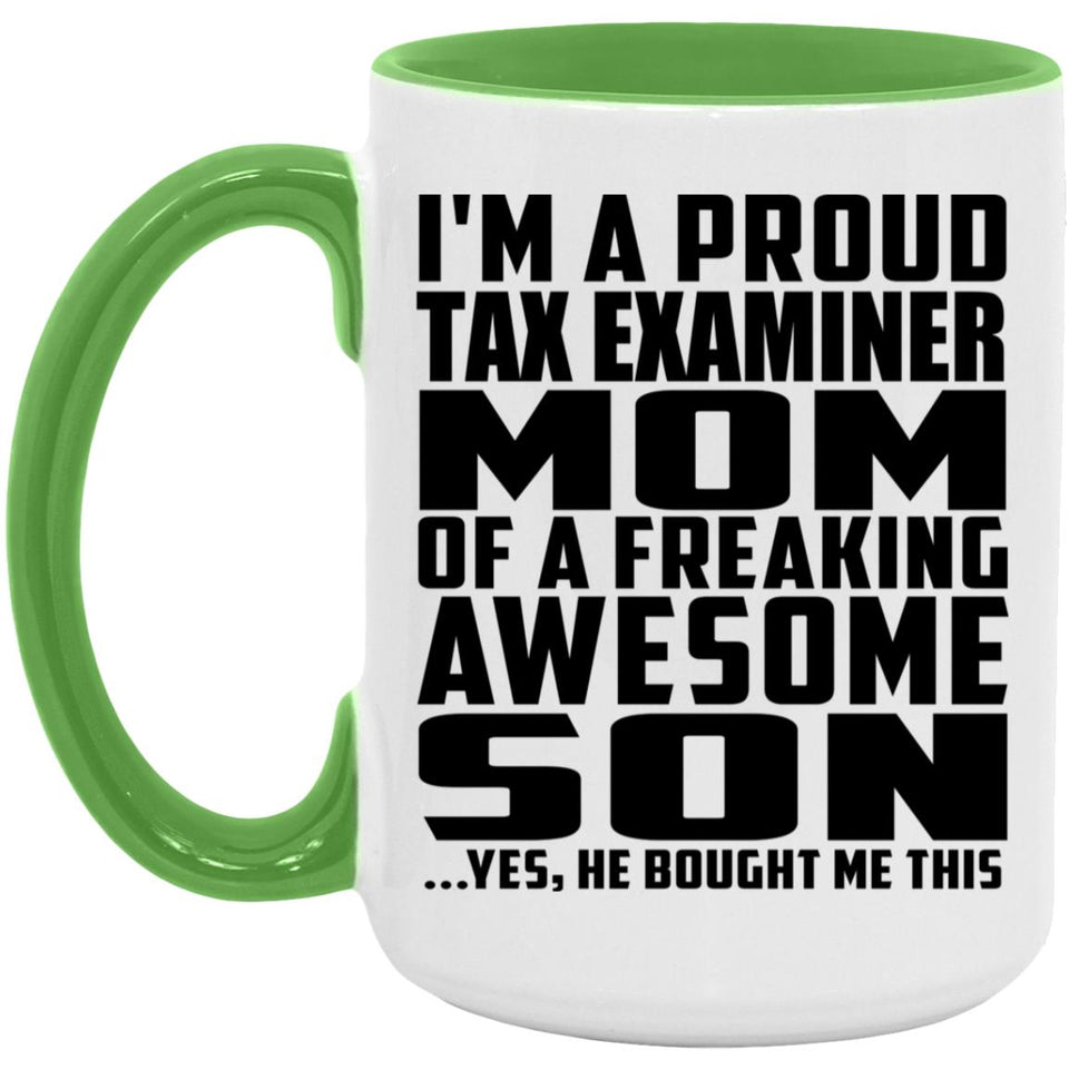 Proud Tax Examiner Mom Of Awesome Son - 15oz Accent Mug Green