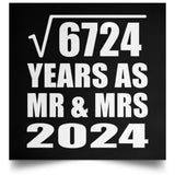82nd Anniversary Square Root of 6724 Years As Mr & Mrs 2024 - Poster Square