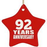 92nd Anniversary 92 Years - Star Ornament