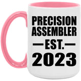 Precision Assembler Established EST. 2023 - 15oz Accent Mug Pink