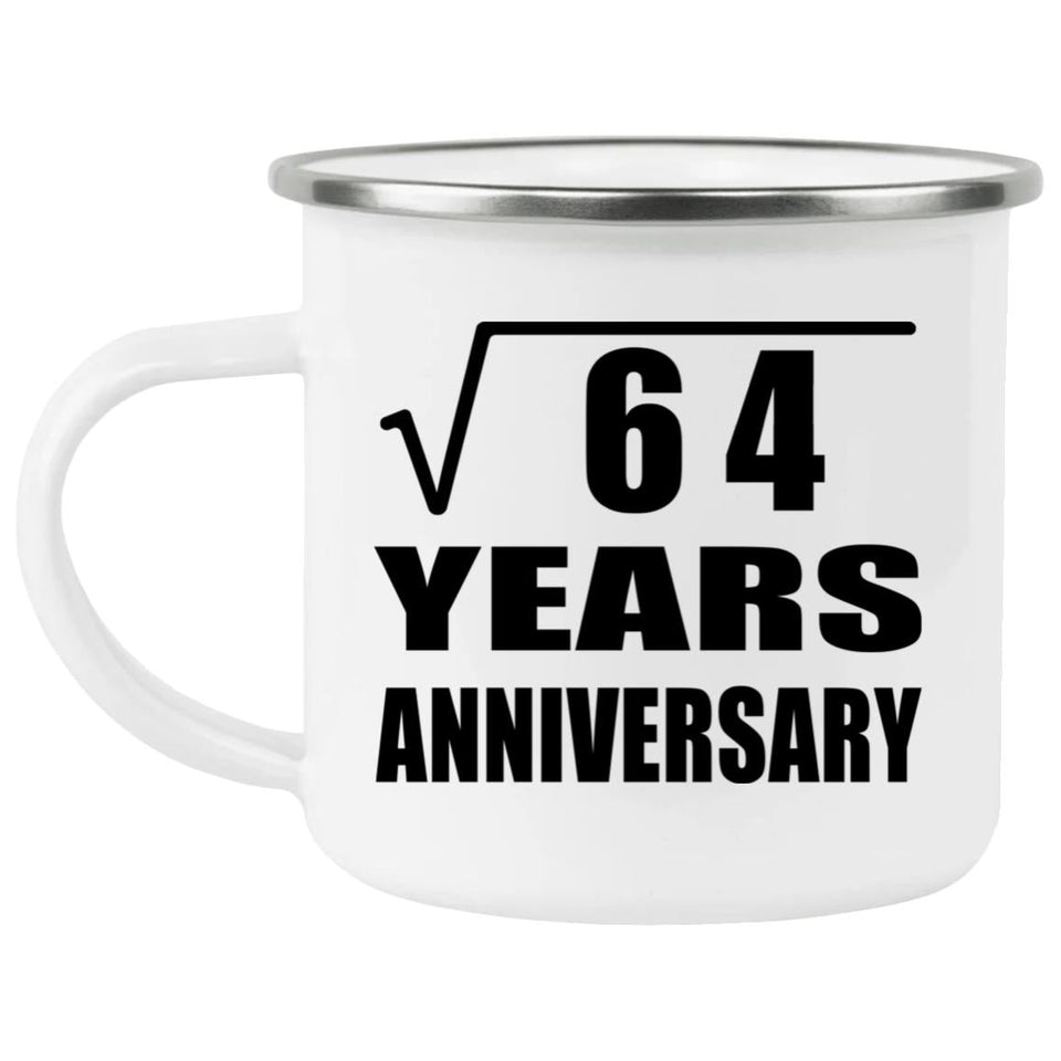 8th Anniversary Square Root of 64 Years Anniversary - 12oz Camping Mug
