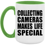 Collecting Cameras Makes Life Special - 15oz Accent Mug Green