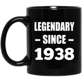 86th Birthday Legendary Since 1938 - 11oz Coffee Mug Black