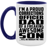 Proud Corrections Officer Dad Of Awesome Son - 15oz Accent Mug Purple
