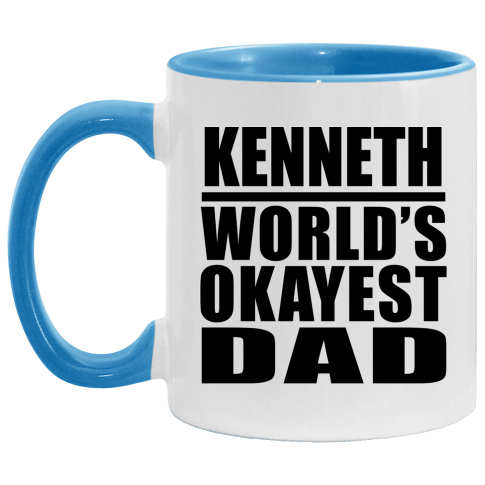 Kenneth World's Okayest Dad - 11oz Accent Mug Blue