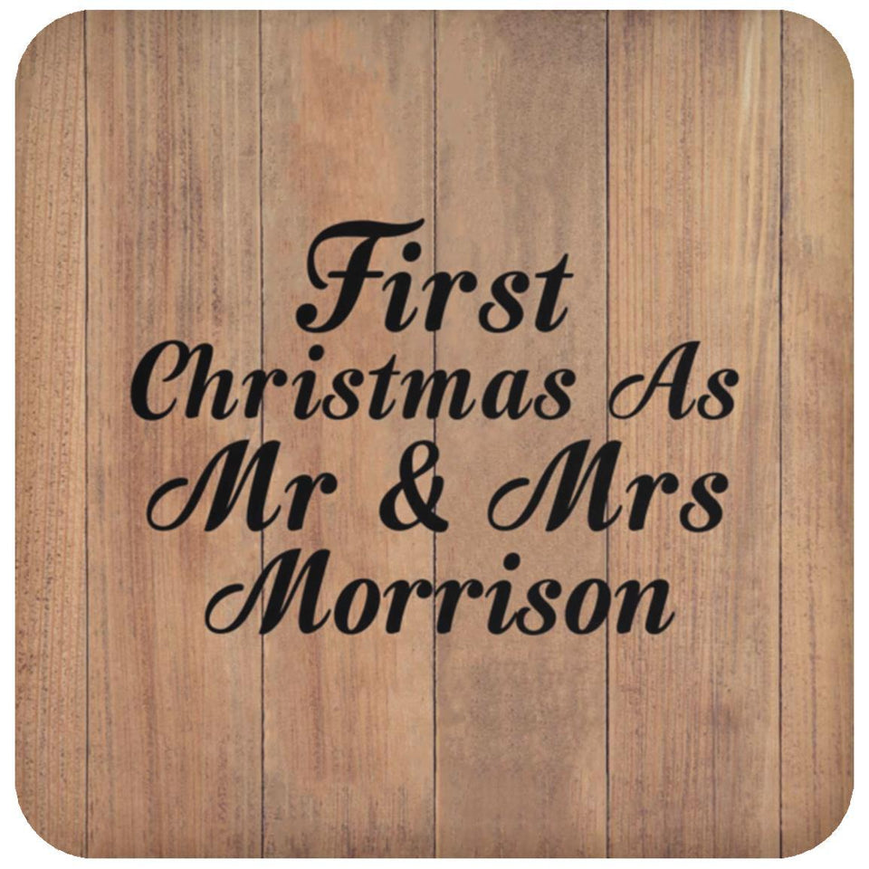 First Christmas As Mr & Mrs Morrison - Drink Coaster C