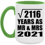 46th Anniversary Square Root of 2116 Years As Mr & Mrs 2021 - 15oz Accent Mug Green