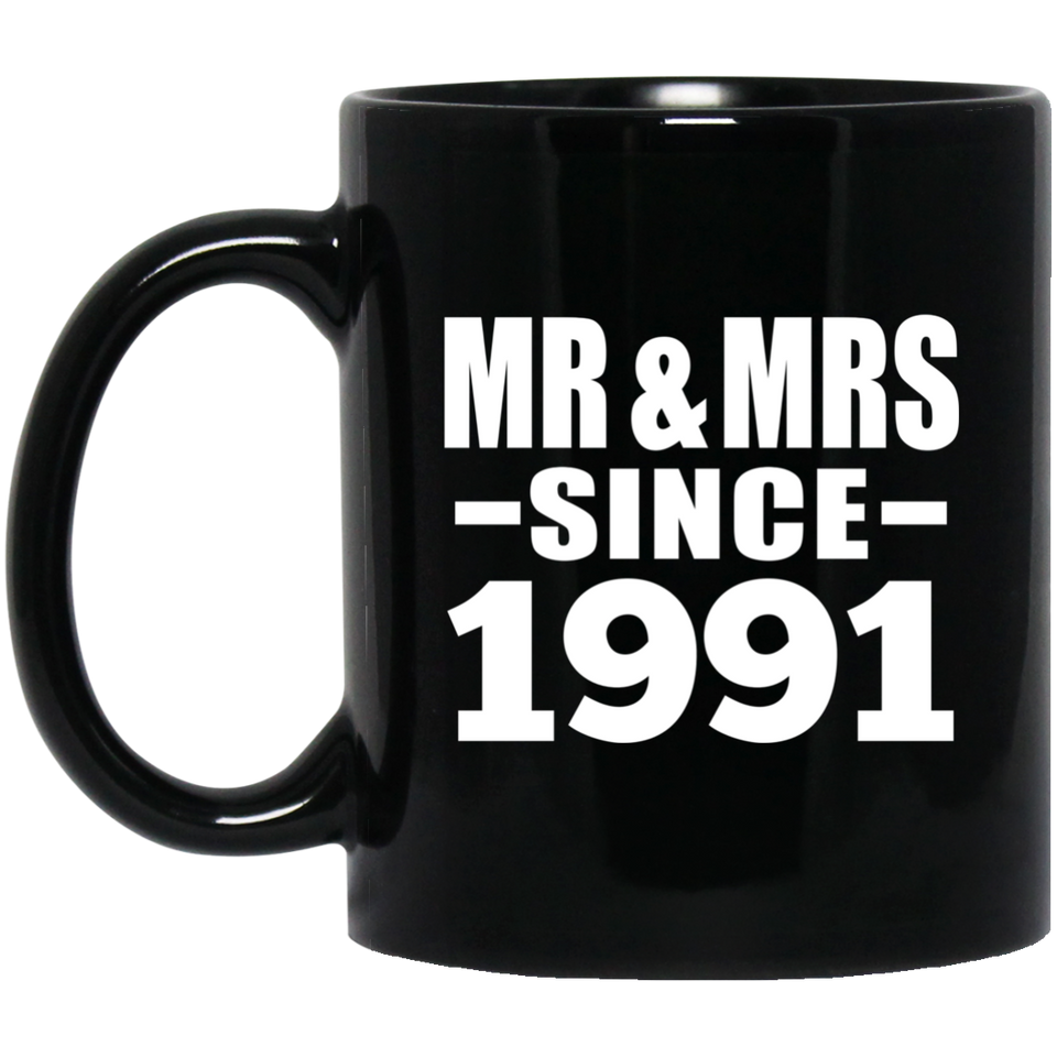 33rd Anniversary Mr & Mrs Since 1991 - 11 Oz Coffee Mug Black