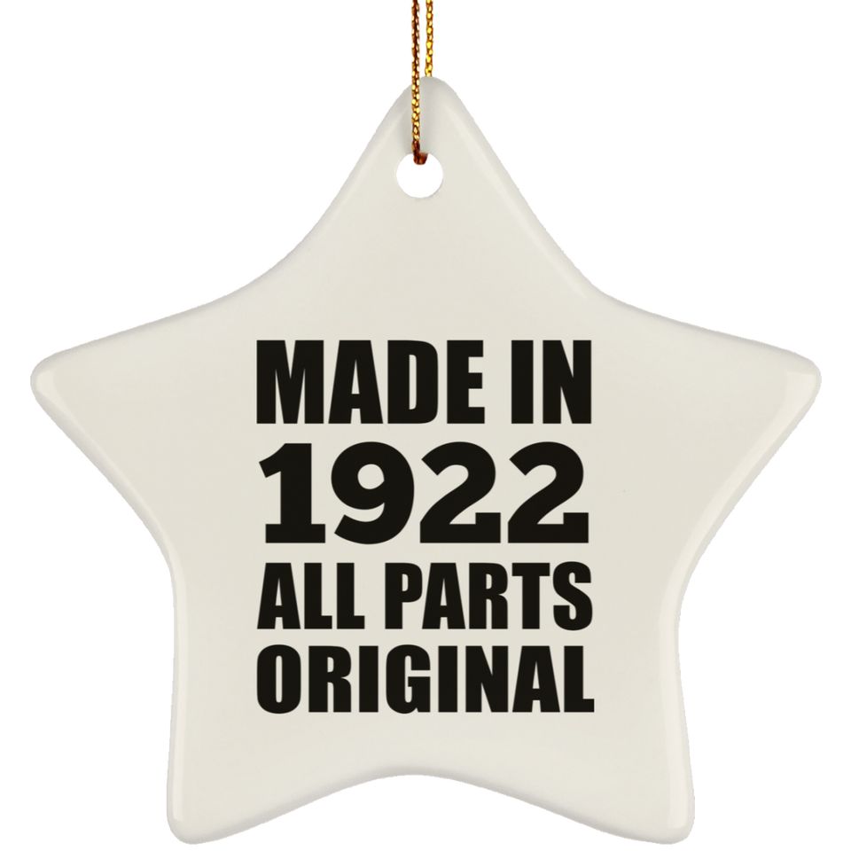 102nd Birthday Made in 1922 All Parts Original - Star Ornament