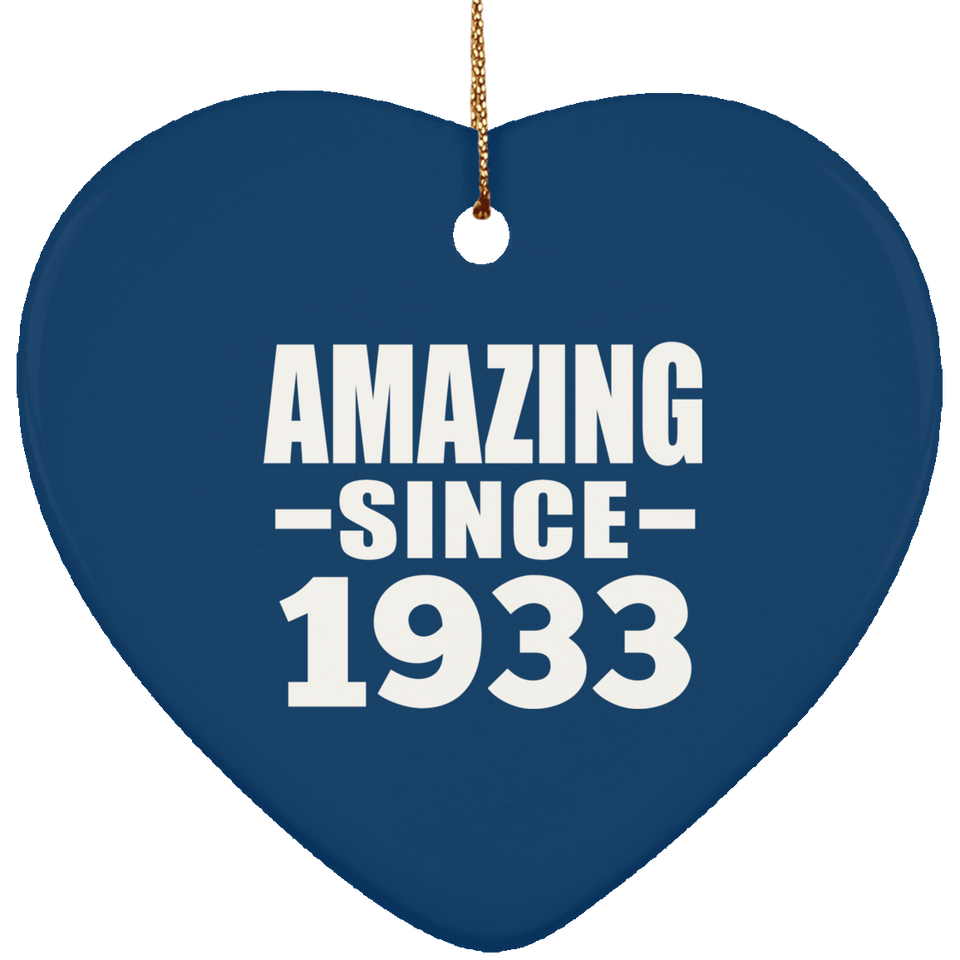 91st Birthday Amazing Since 1933 - Heart Ornament