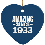 91st Birthday Amazing Since 1933 - Heart Ornament