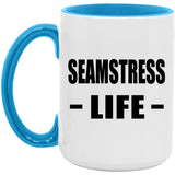 Seamstress Life - 15oz Accent Mug Blue