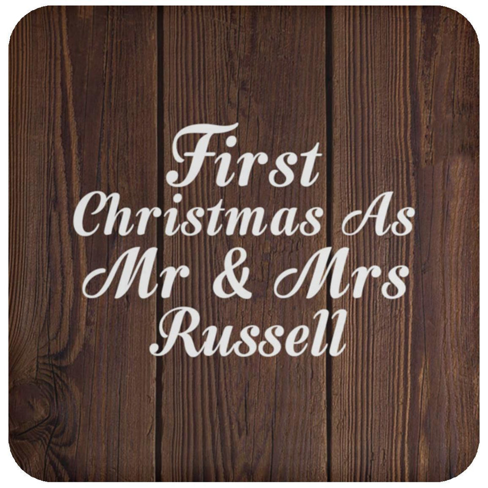 First Christmas As Mr & Mrs Russell - Drink Coaster D