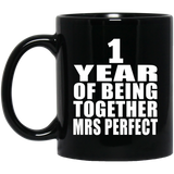1st Anniversary 1 Year Of Being Mrs Perfect - 11 Oz Coffee Mug Black