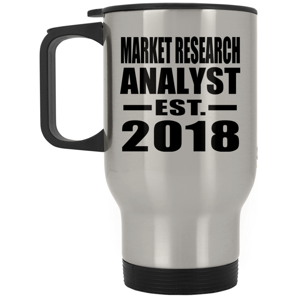 Market Research Analyst Established EST. 2018 - Silver Travel Mug