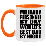 Military Personnel By Day World's Best Dad By Night - 11oz Accent Mug Orange
