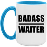 Badass Waiter - 15oz Accent Mug Blue