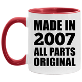 17th Birthday Made in 2007 All Parts Original - 11oz Accent Mug Red