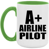 A+ Airline Pilot - 15oz Accent Mug Green